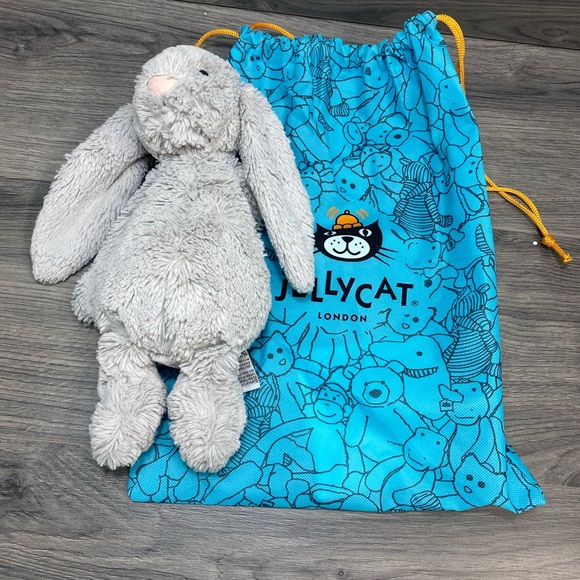 Jellycat Bashful Bunny Silver Grey Plush Soft with Bag - Picture 11 of 12